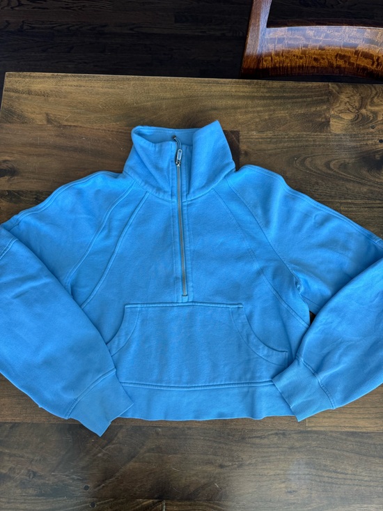 lululemon athletica Tops - lululemon XS Scuba Cropped Sky Blue Quarter-Zip Hoodie